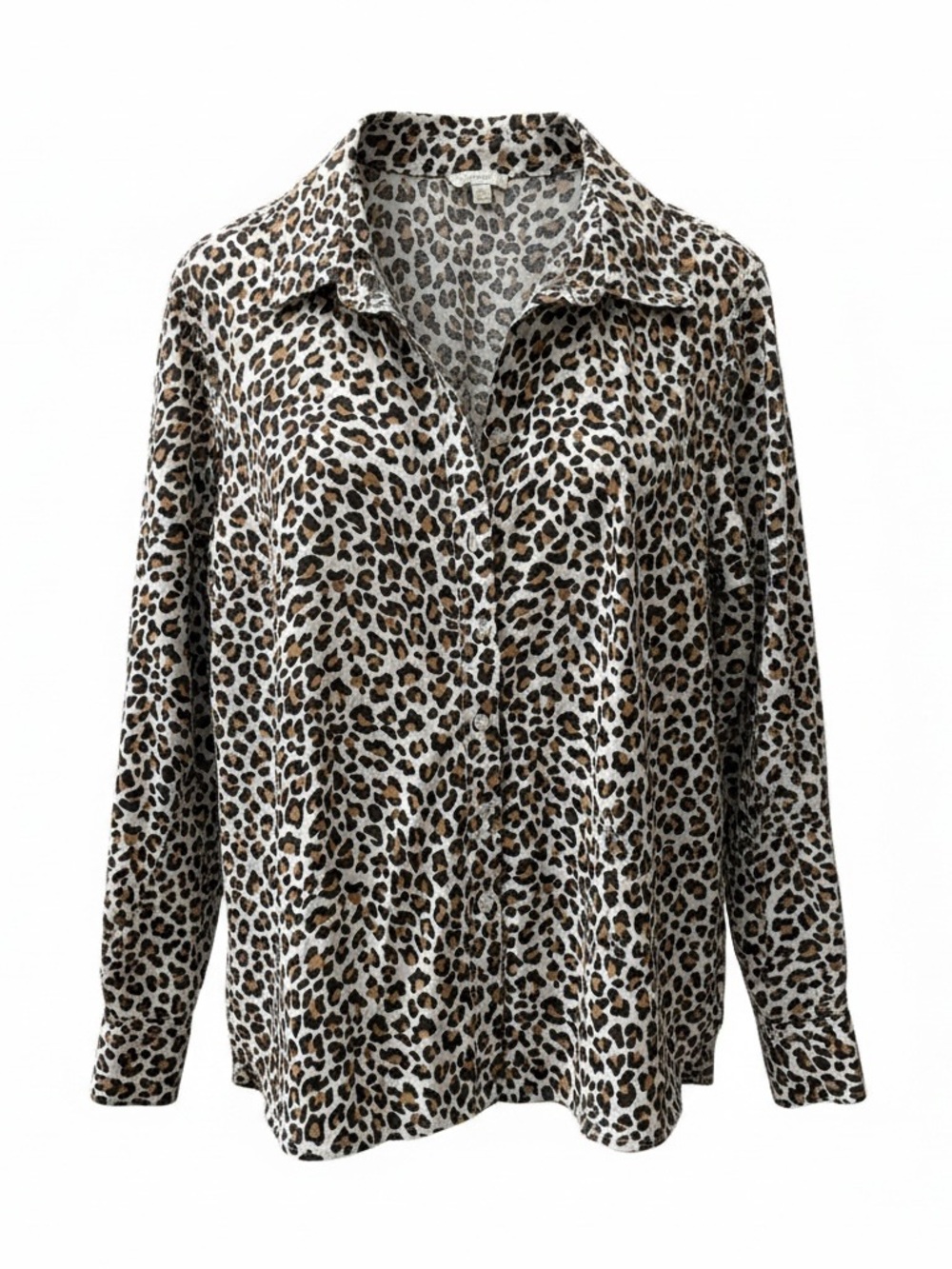 Talbots Leopard Print long sleeve button up blouse Women’s Large Petite